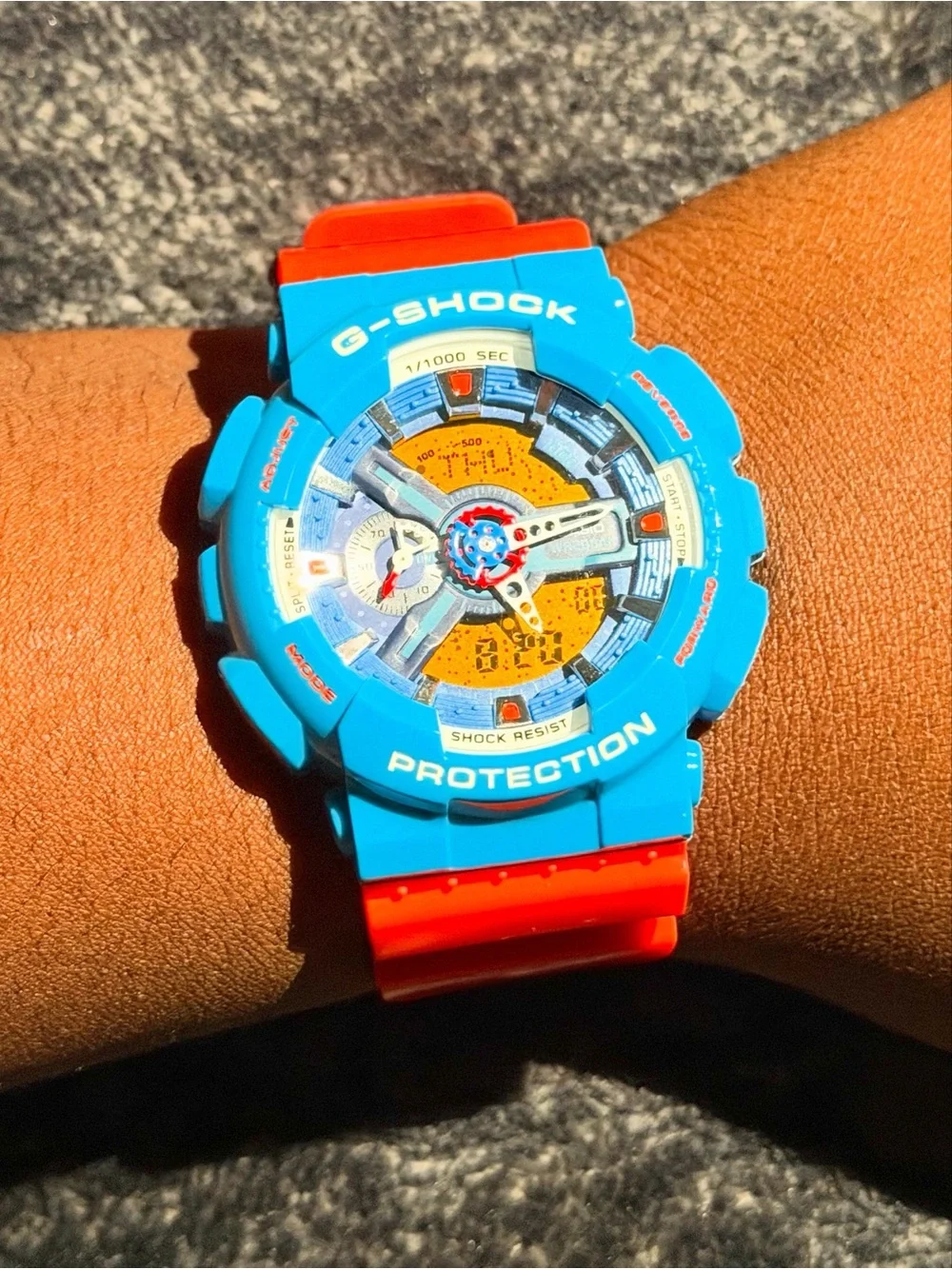 G-Shock Blue and Orange Sport Watch with Multi-Function Dial